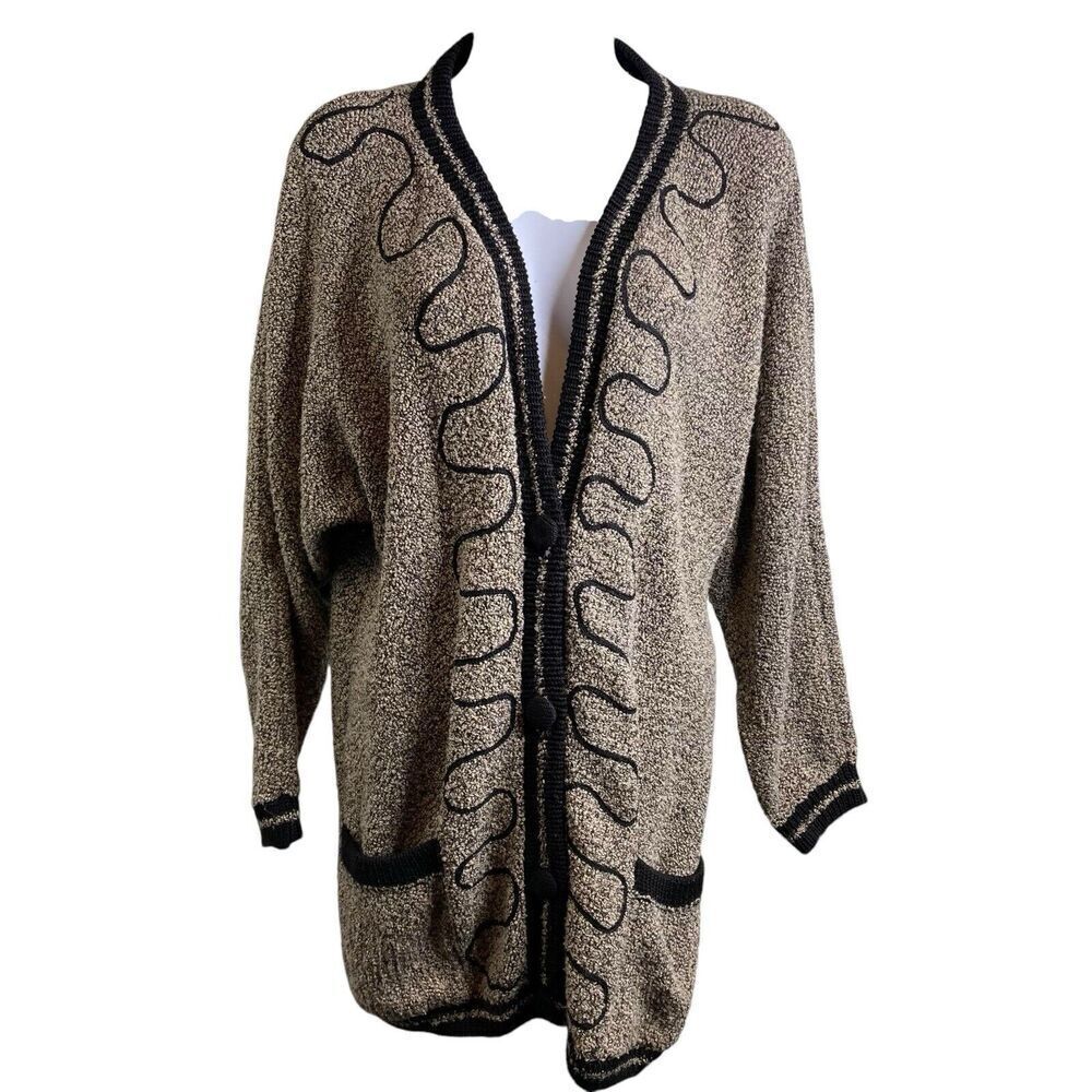 Vintage Maria Rodriguez‎ Long Slouchy Womens Art To Wear Cardigan Sweater Size S